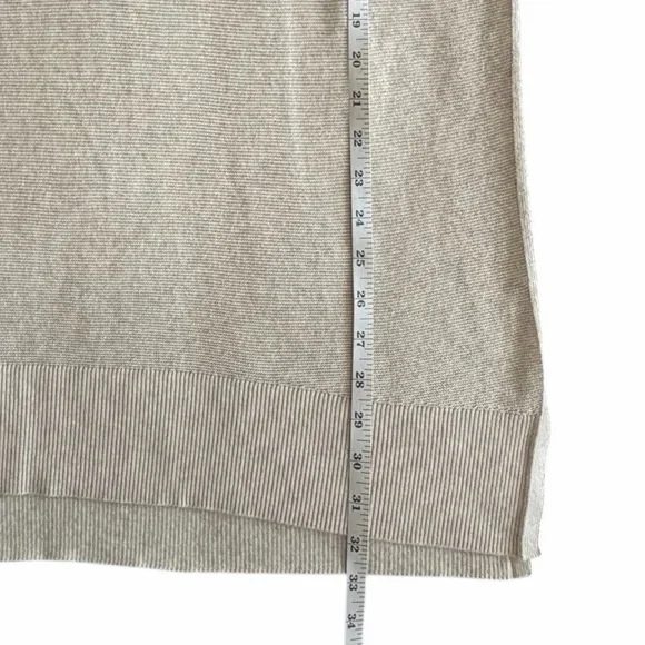 Lou & Grey V-Neck Tunic Sweater L Oatmeal Beige Oversized 100% Cotton EUC - Picture 12 of 15